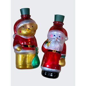 Avon Gift Collection Glass Light Covers Teddy Bear & Santa